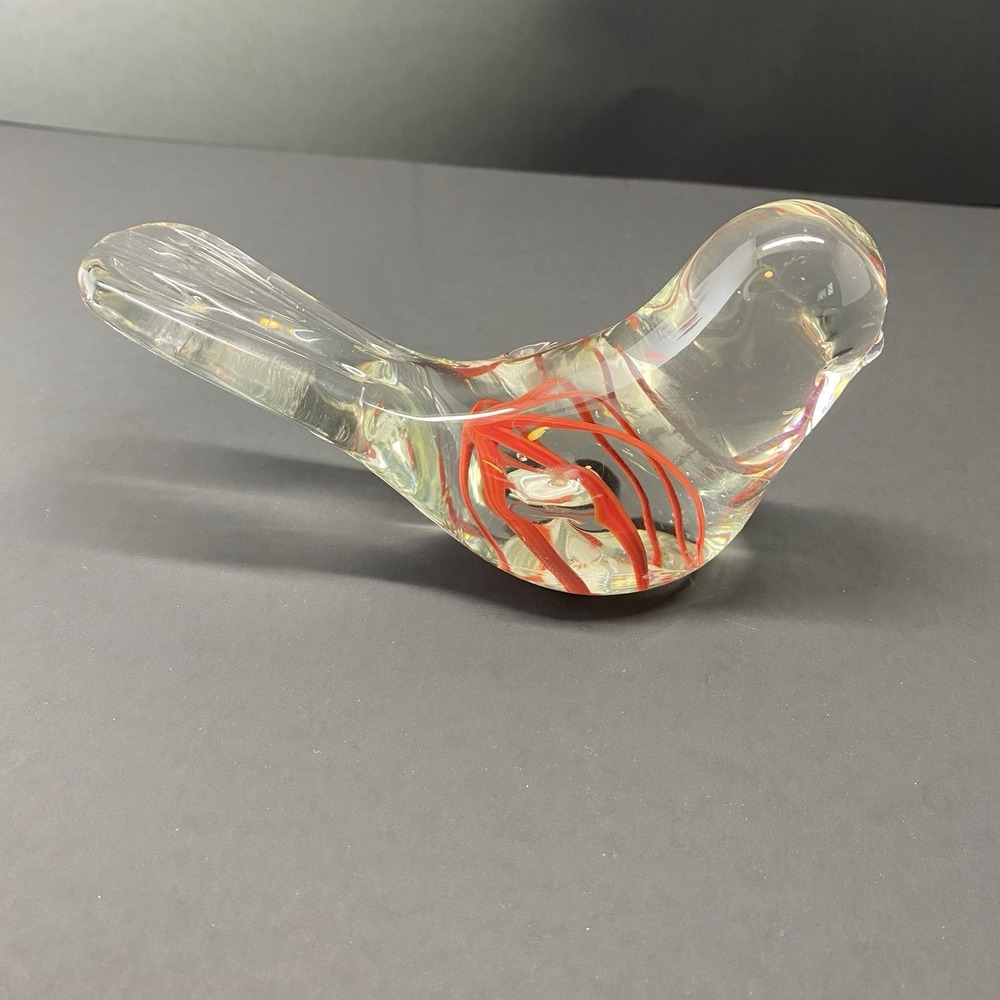Vintage Hand Blown Studio Art Glass‎ Bird Figurine Paperweight 5"
